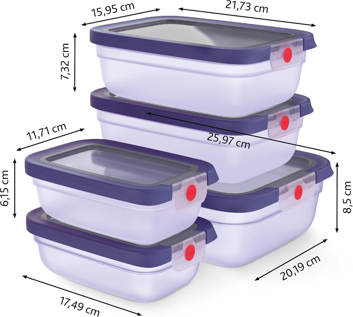 5-teiliges Frischhaltedosen-Set, Set 5 Violett