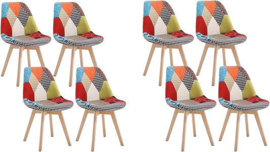 Esszimmerstühle im Patchwork-Design (8er Set), Mehrfarbig|8er set