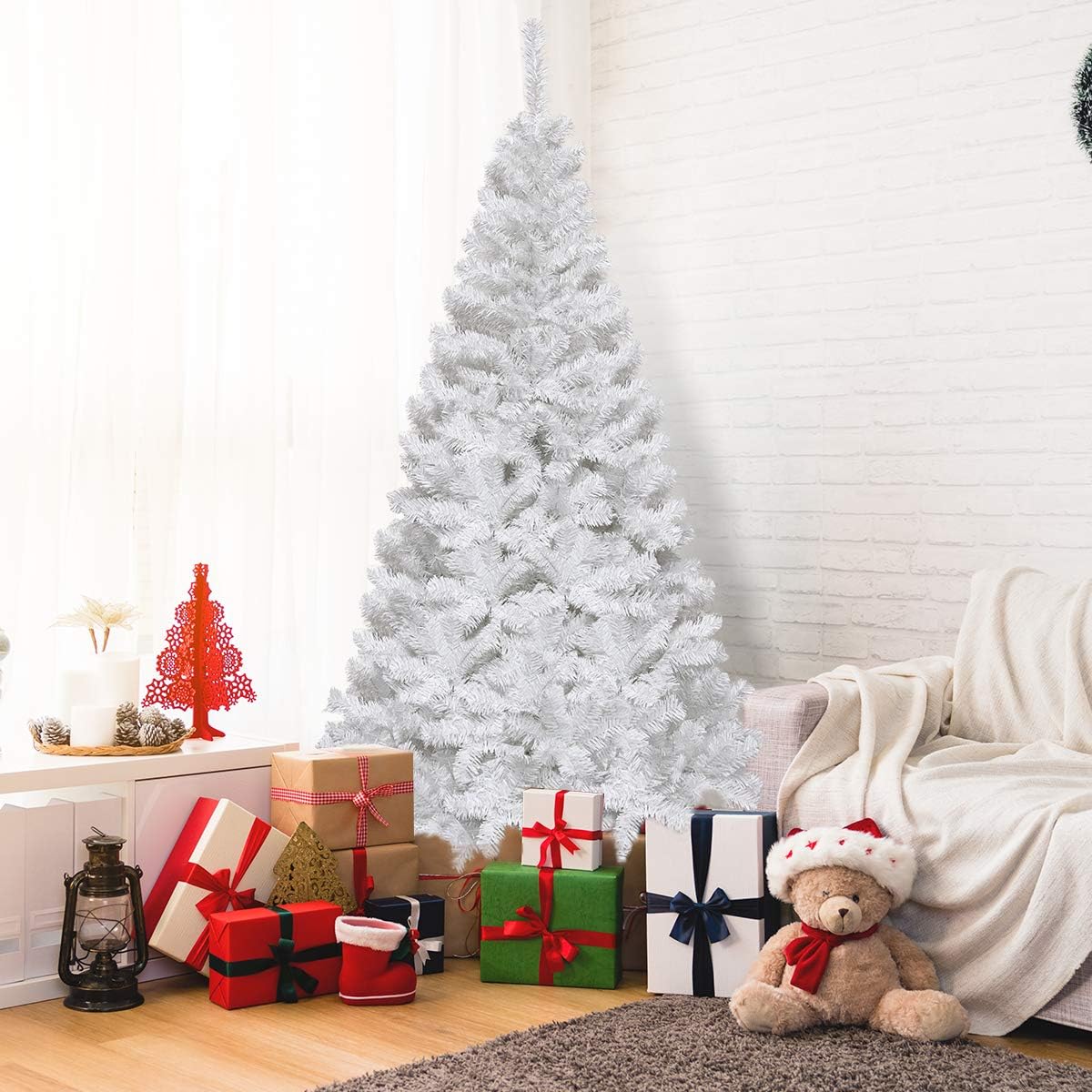 Künstlicher Weihnachtsbaum mit Metallständer, Weiß 180 cm