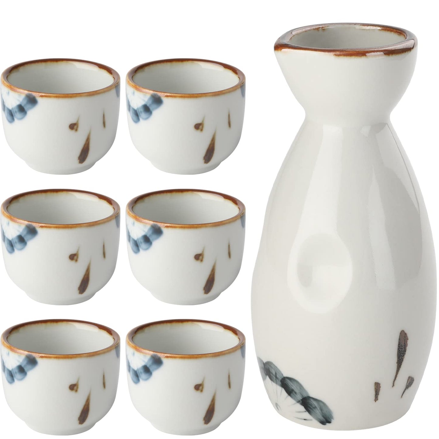 7-teiliges Sake-Set, Weiss