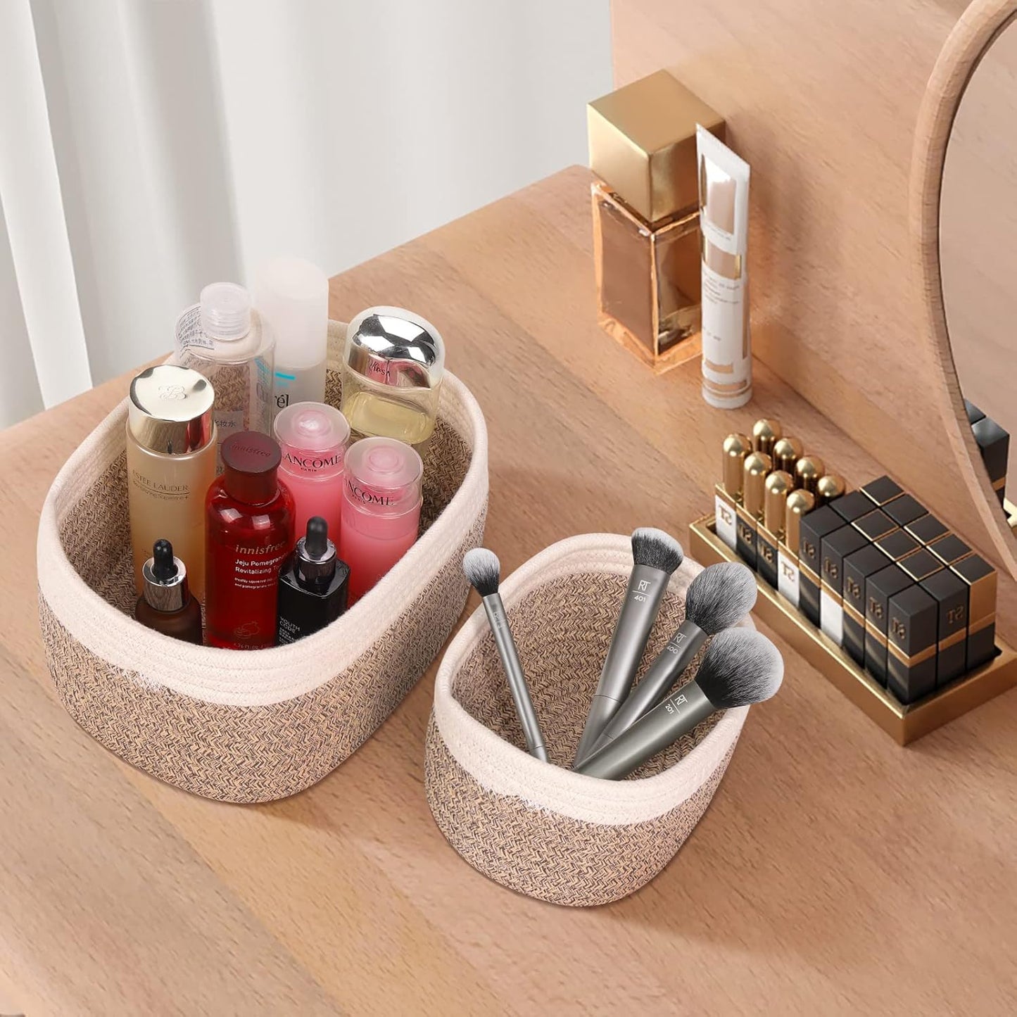 4-teiliges Aufbewahrungskorb-Set, Beigebraun/4 Pcs