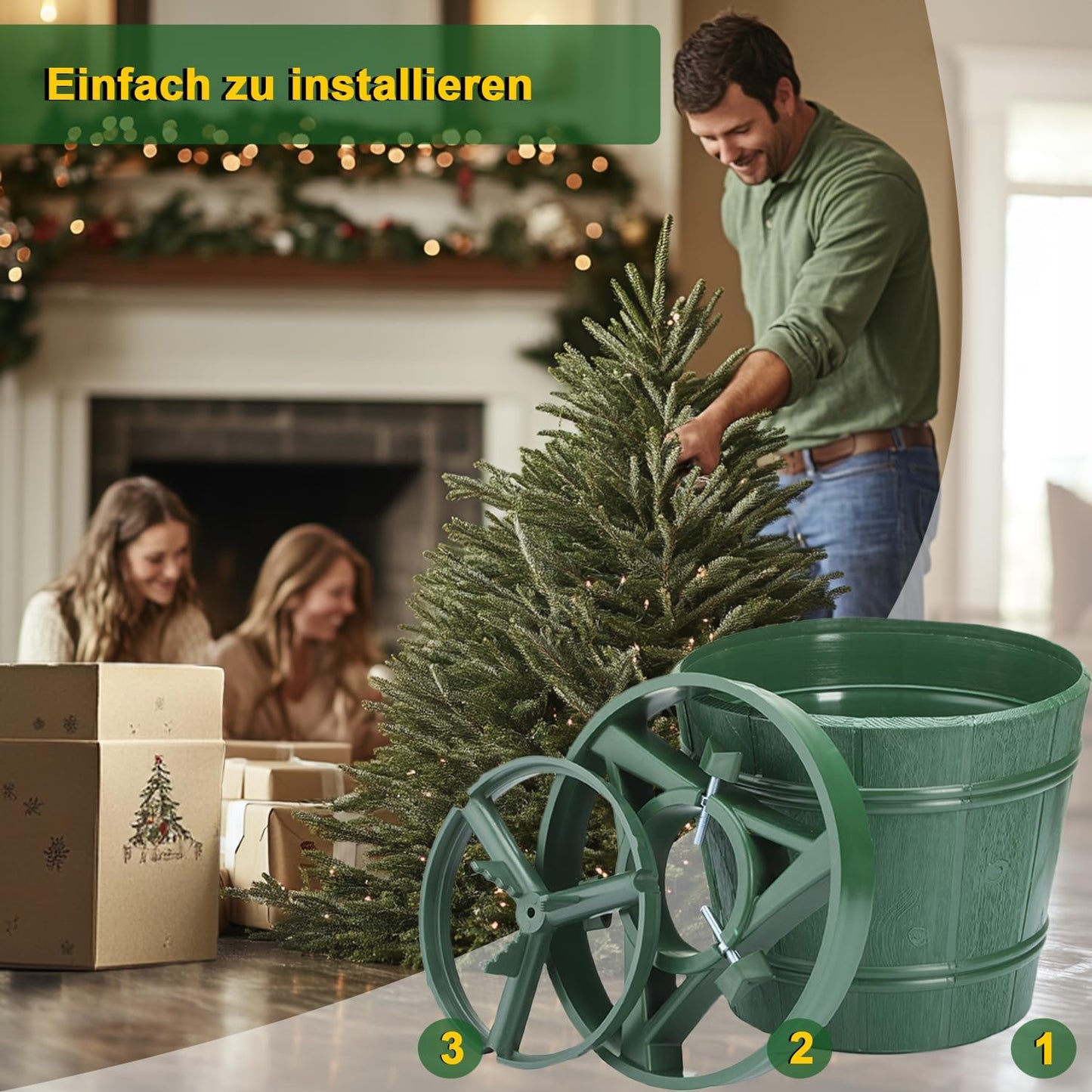 Weihnachtsbaumständer für Bäume bis 2,8 m, Grün Ø 25-34 cm
