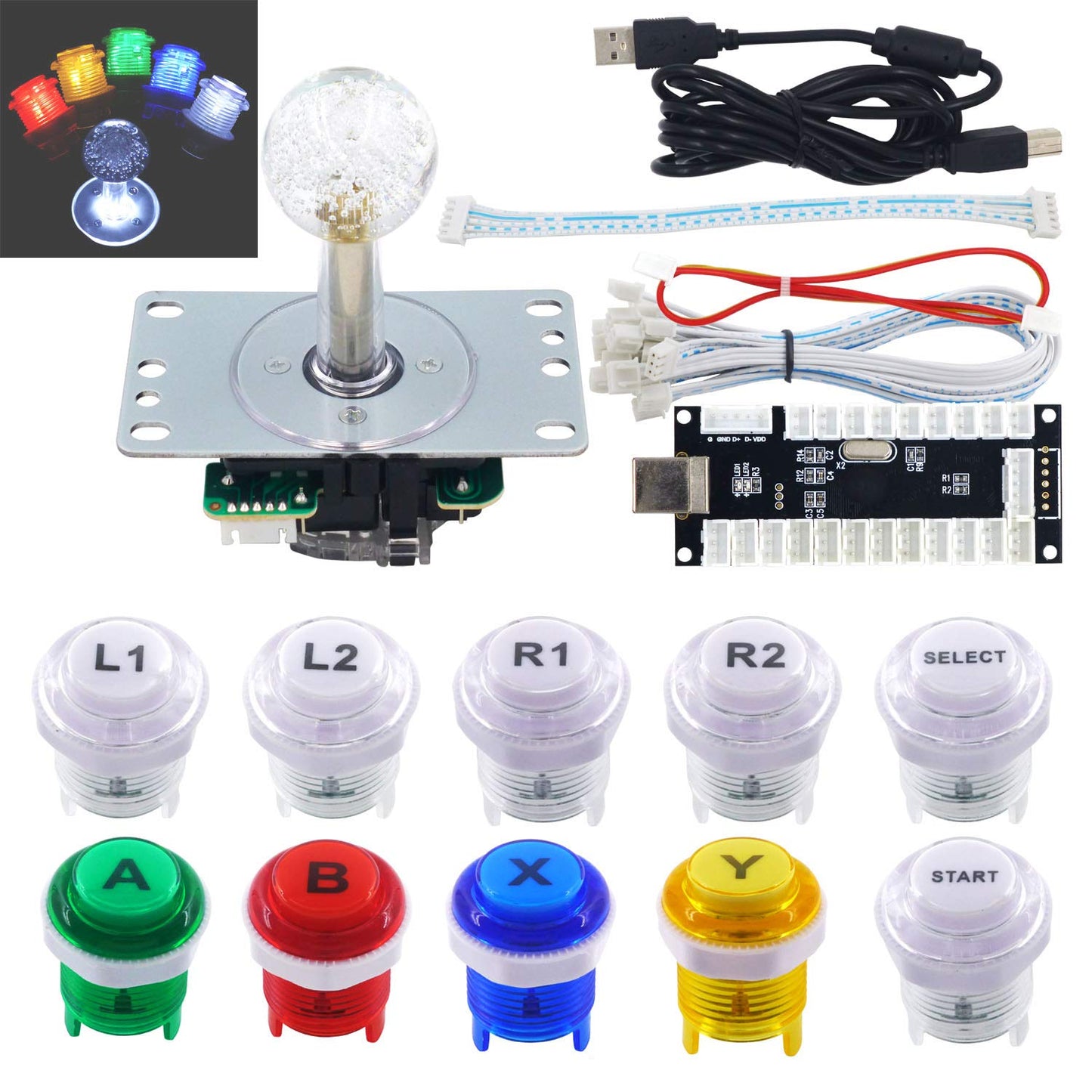 Arcade DIY Kit mit LED-Tasten & Joystick
