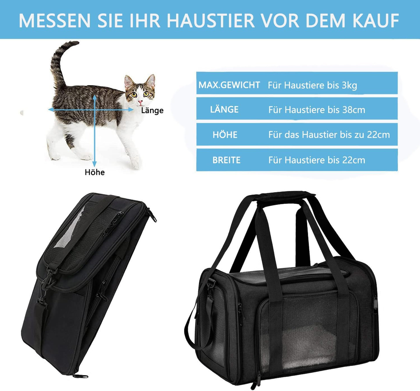 Transporttasche, 43 x 28 x 28cm|Schwarz