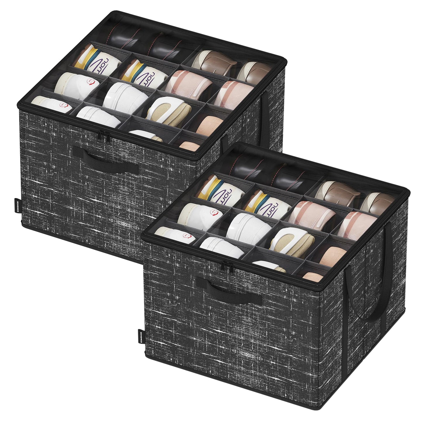 Schuh-Organizer Set für bis zu 32 Paar Schuhe, 2er Set Tintenschwarz