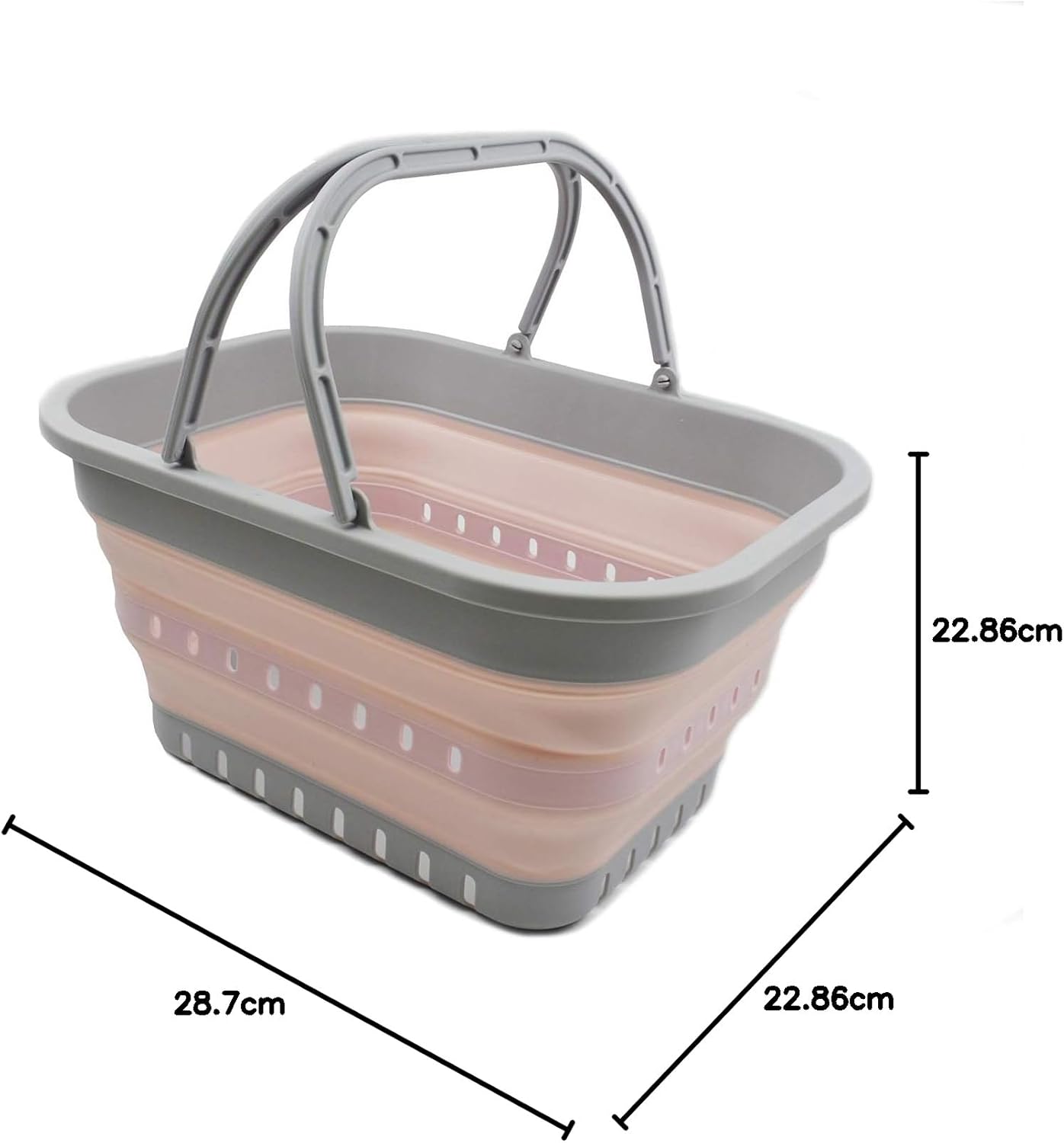 Faltbarer Tragekorb mit Griff, Grey/Pink 1
