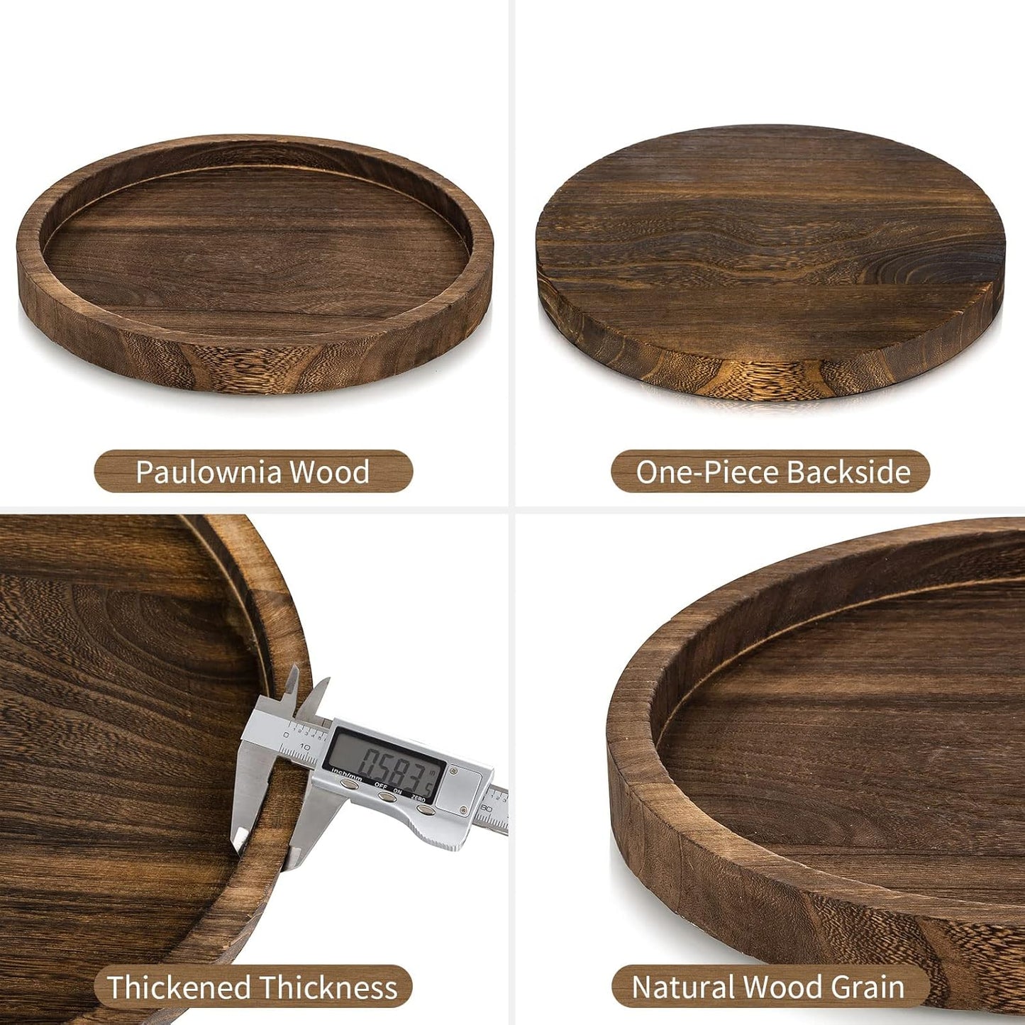 Rustikales Holztablett für Kerzen, Braun-1pc