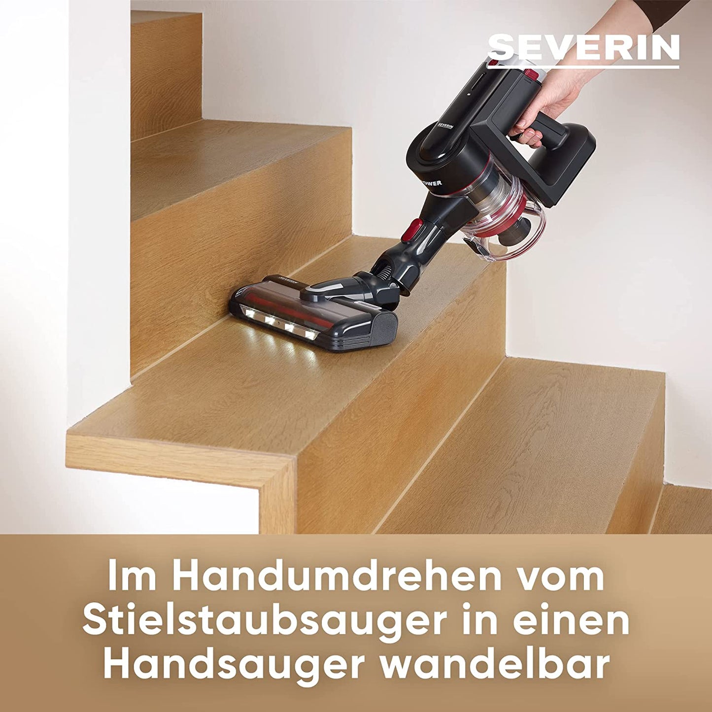 HV 7168, Stielstaubsauger, Schwarz, Rot, Silber