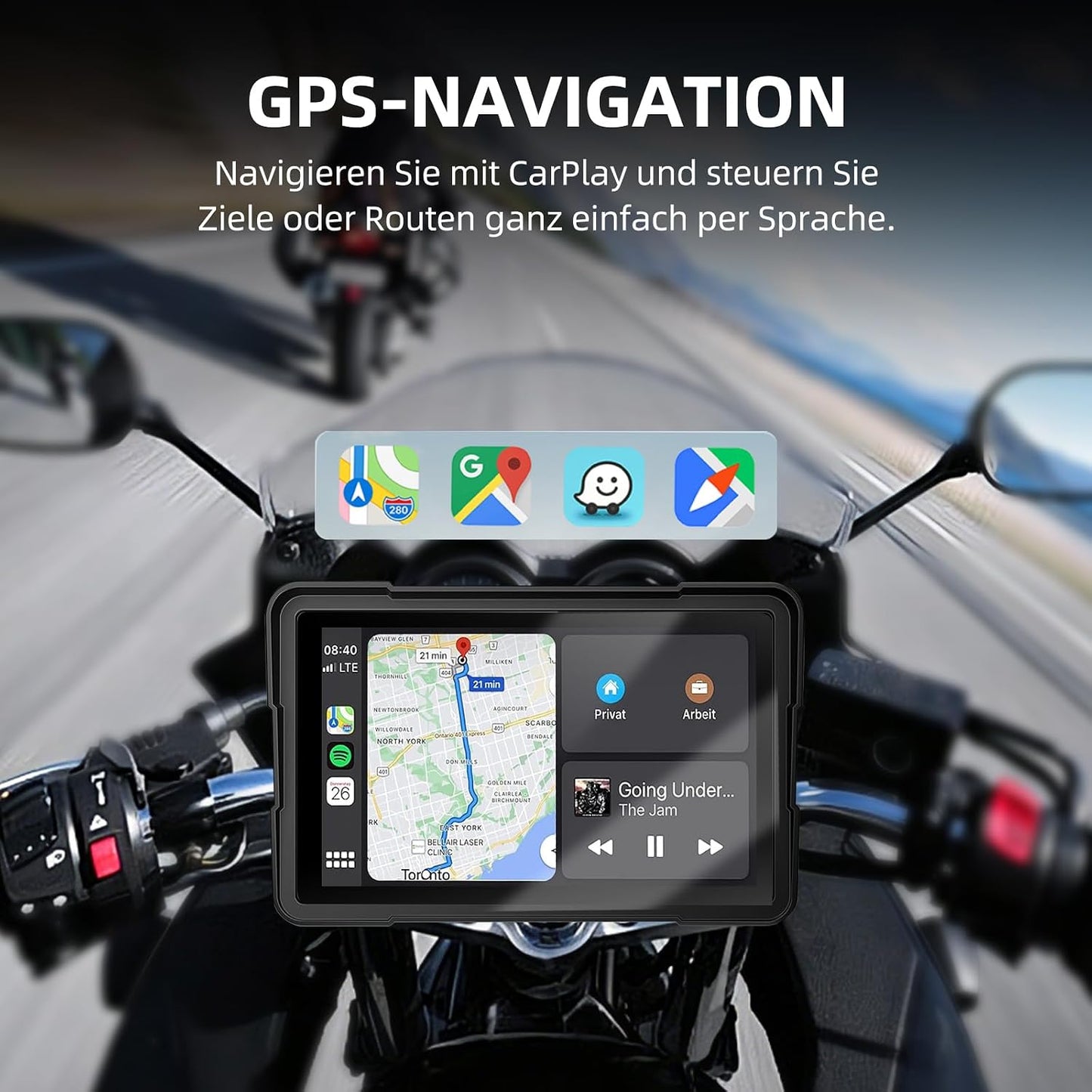 Motorrad-Navi Display 7" mit CarPlay & Android Auto