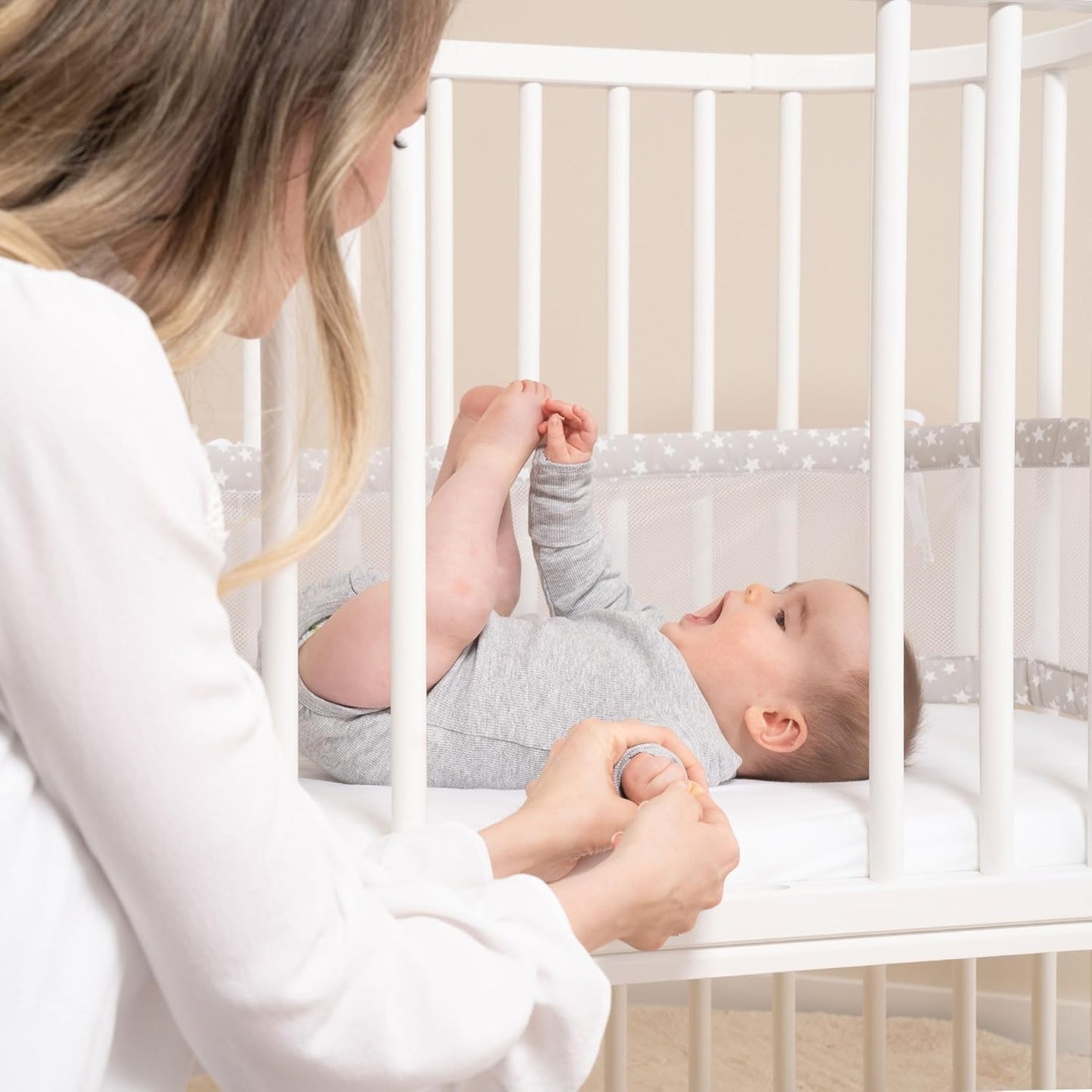 Verschlussgitter für Babybett, Weiss Lackiert für Modell Boxspring XXL für Kinderbettnutzung