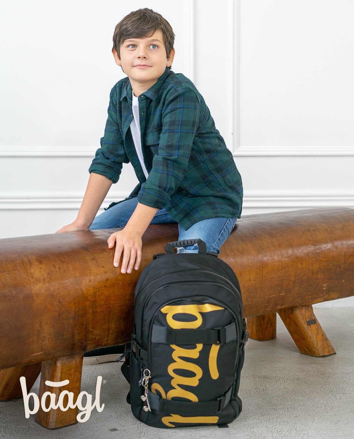 3-teiliges Schulrucksack-Set, Skate Gold
