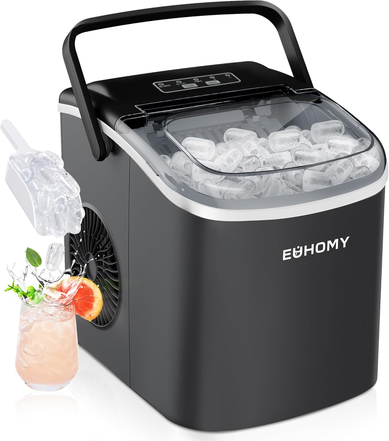 Eiswürfelmaschine, 1.2L, Schwarz-12kg