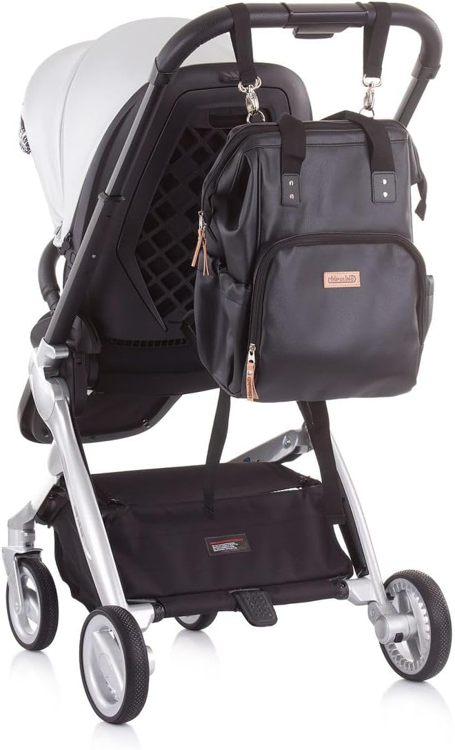Wickelrucksack mit Wickelunterlage und Kinderwagenbefestigung, Grau