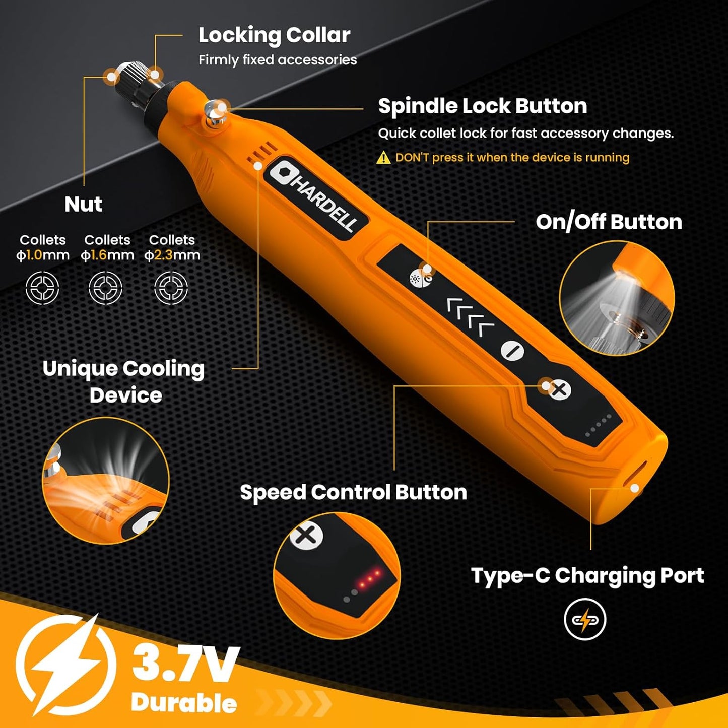 Mini-Akku-Rotationswerkzeug mit Zubehör, Orange