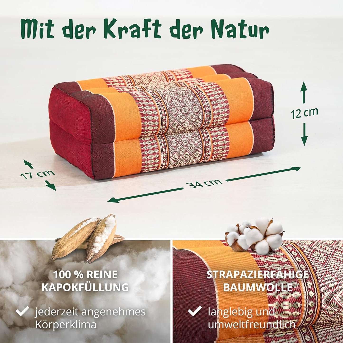 Yogakissen für Meditation und Yoga, Orange