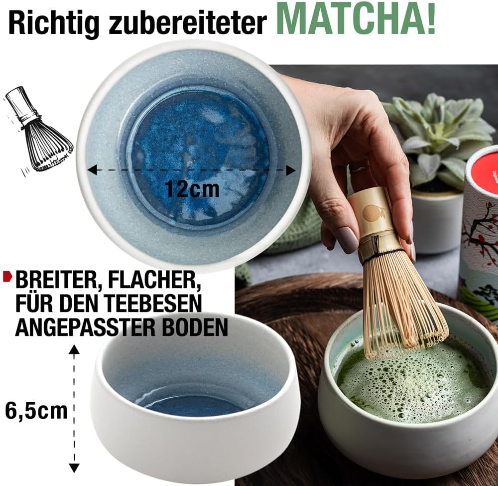 Matcha Teezeremonie-Set mit Bio Matcha-Tee, Blau