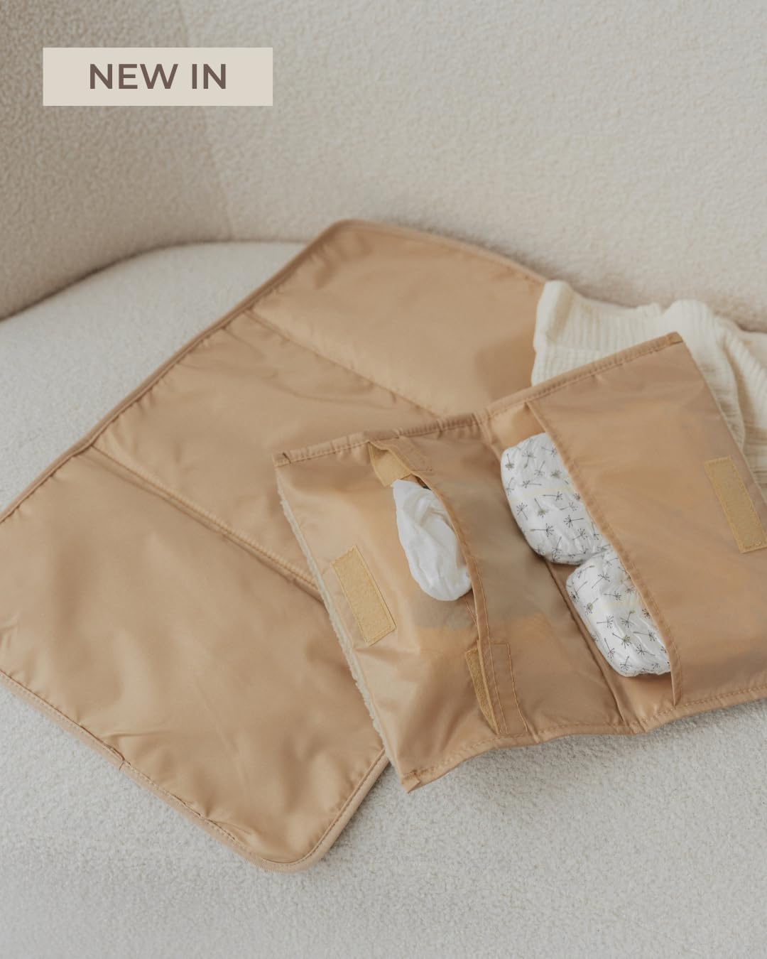 Wickeltasche mit Zubehör, Beige