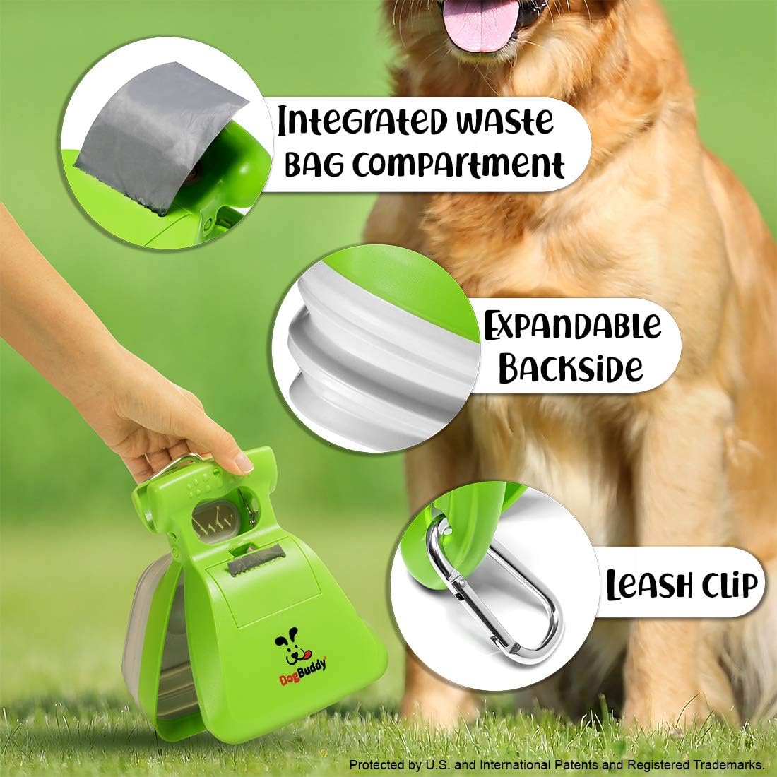 Tragbare Kotschaufel mit Leinen-Clip, 1 stück (1er Pack) Kiwi