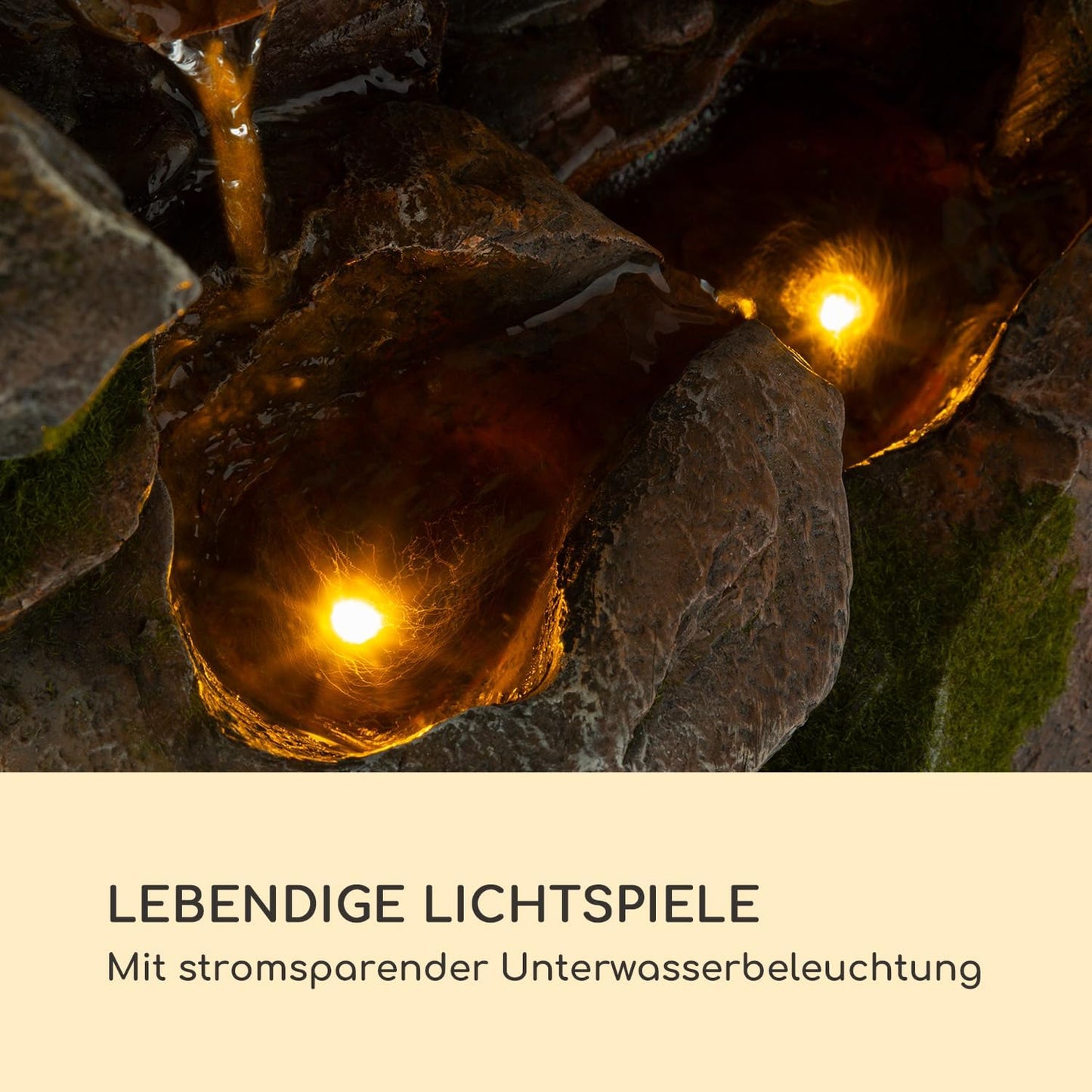 Solarbrunnen mit LED-Beleuchtung, Dunkelbraunschwarz
