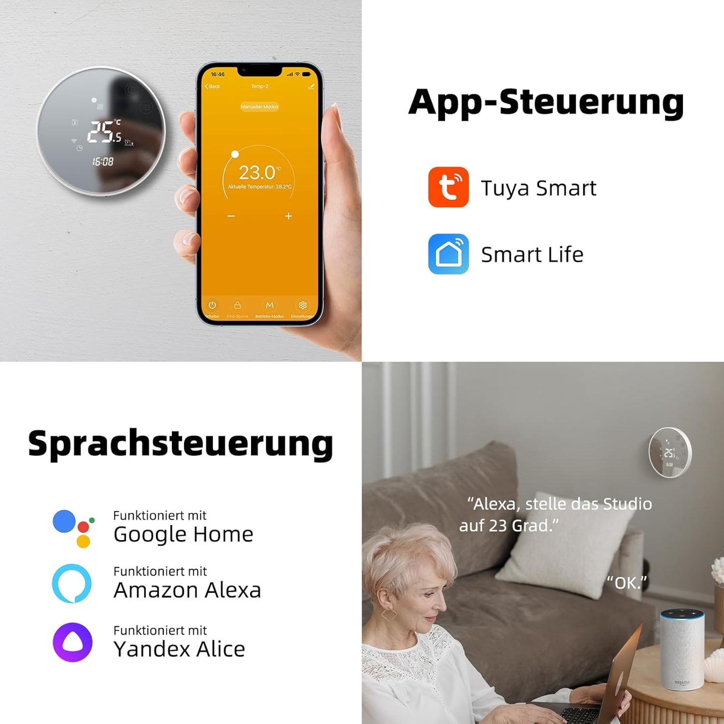 Thermostat TGR86WIFI-WP, Wasserheizung Thermostat 1Stk_WIFI