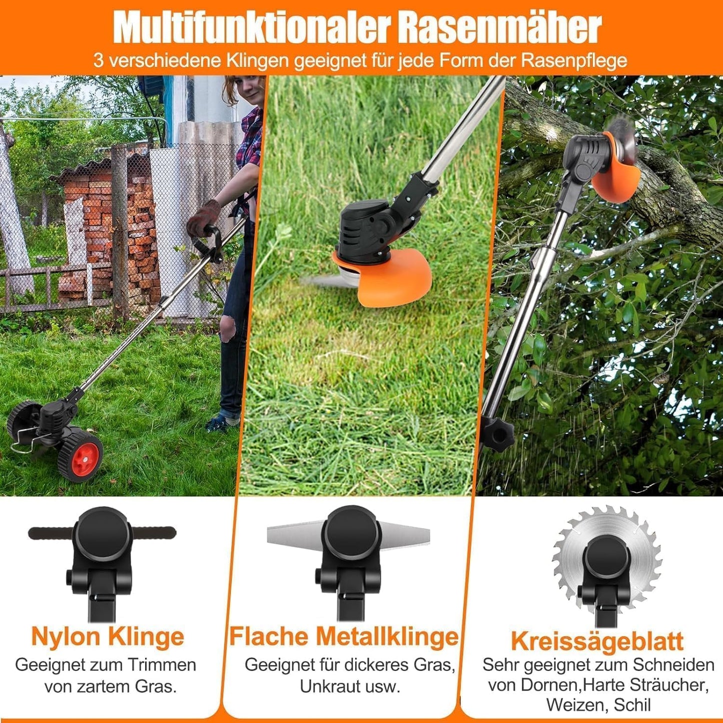Akku Rasentrimmer, Hellschwarz