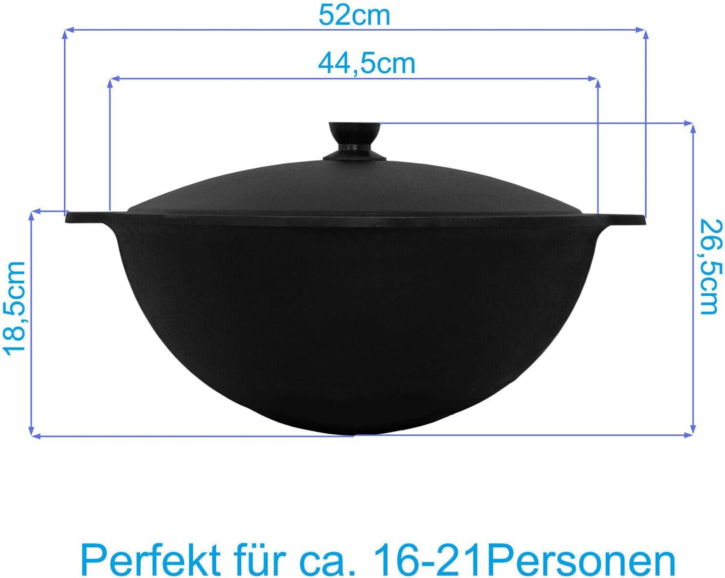 Wok mit Schaumkelle und Deckel, 16 L Mit Schaumkelle