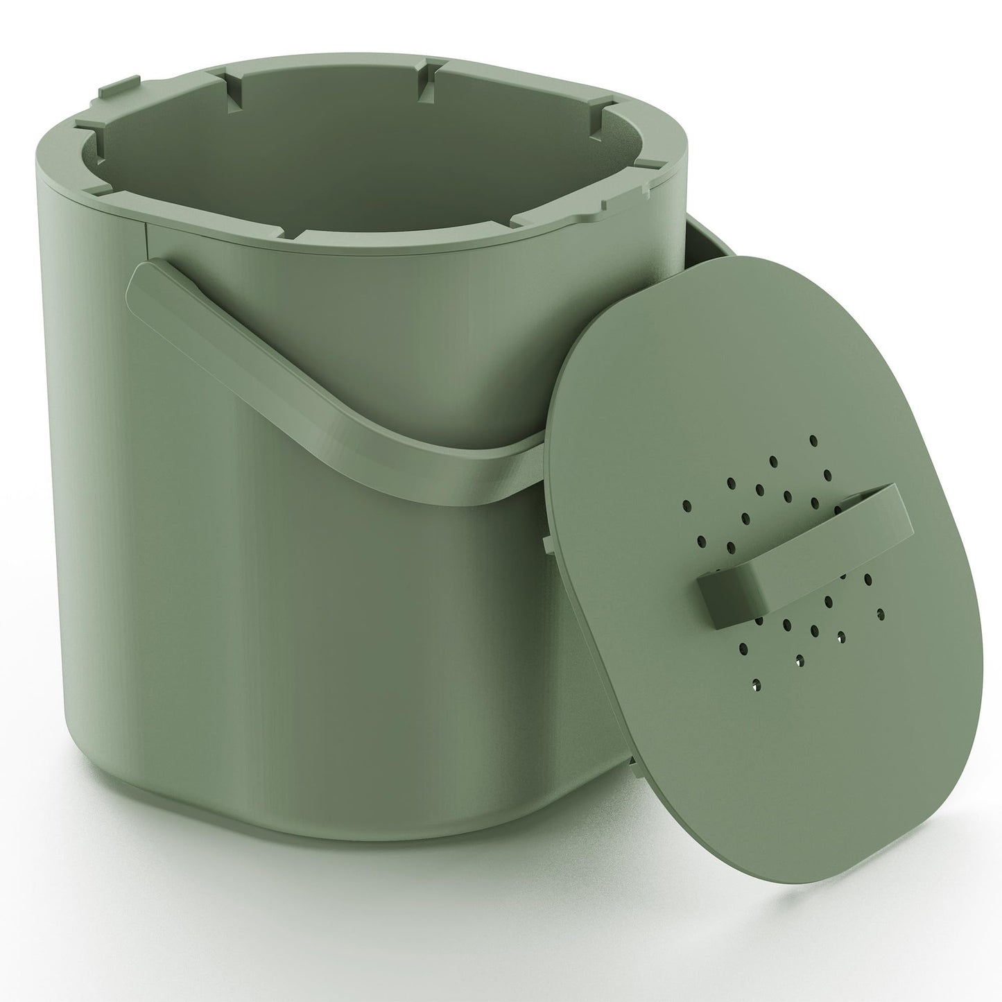 Biomülleimer mit Aktivkohlefilter 6L, geruchsdicht, Grün mit Aktivkohlefilter