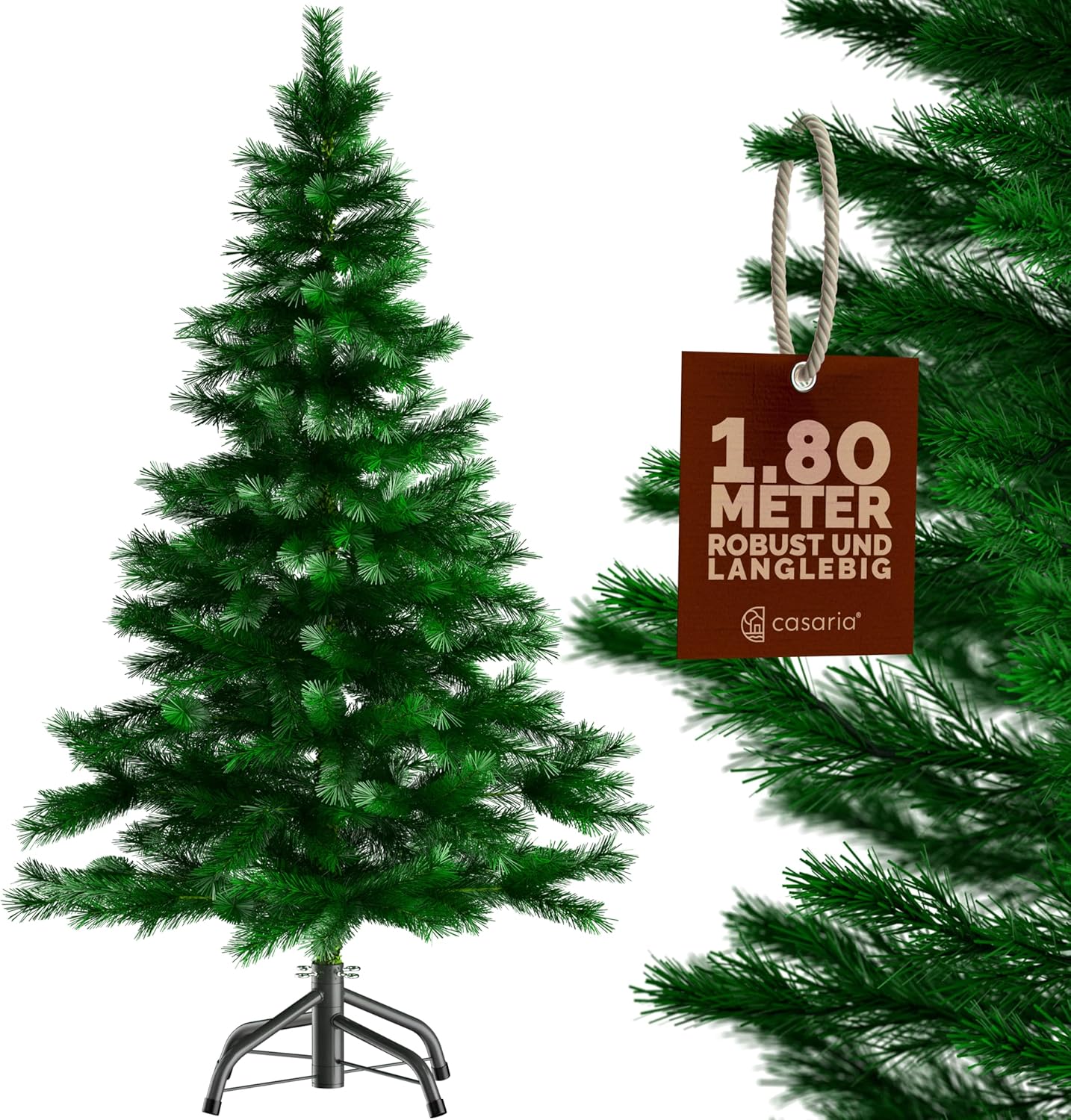 Weihnachtsbaum künstlich mit Metallständer, Grün 180 cm