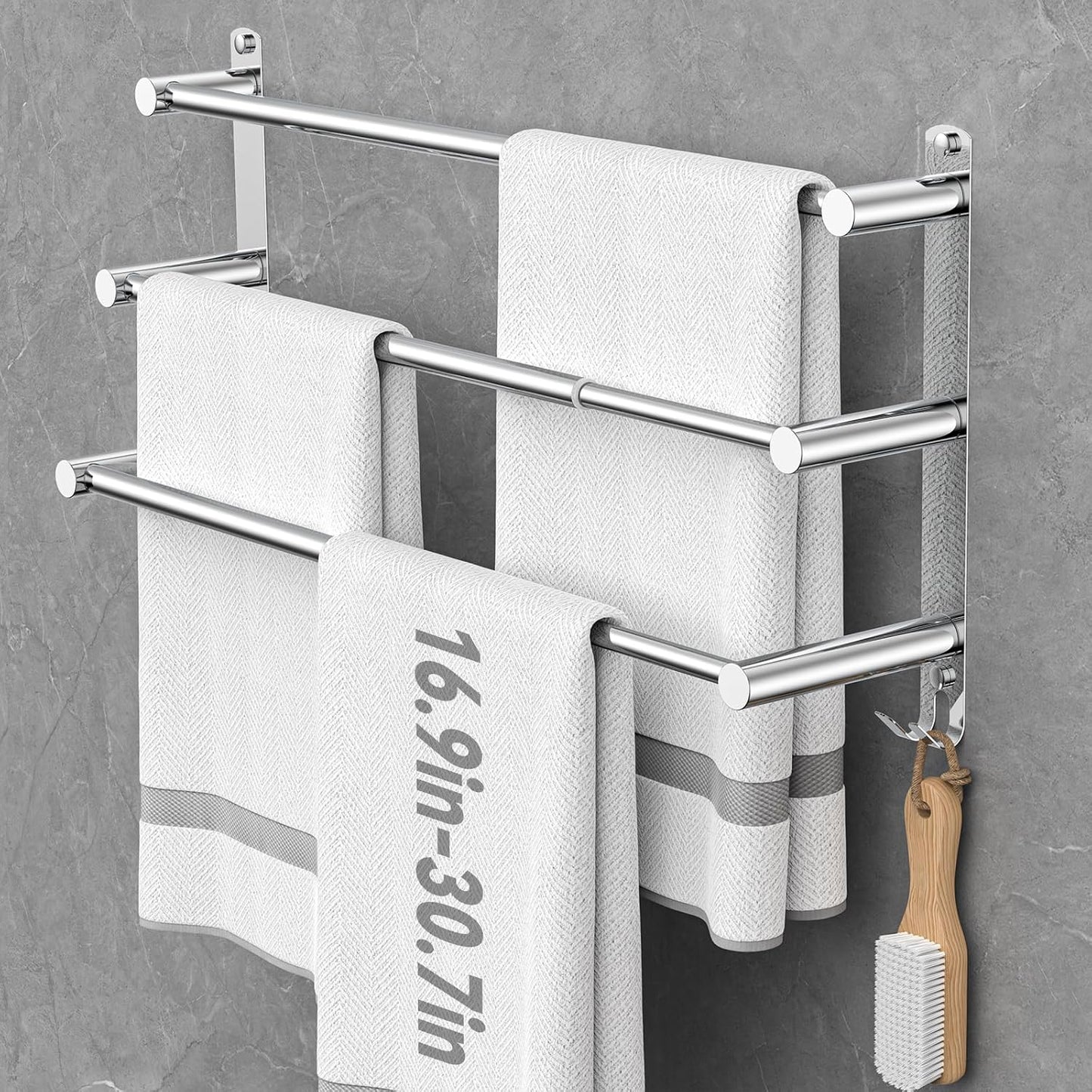 Ausziehbarer Handtuchhalter, Silber 3-bar