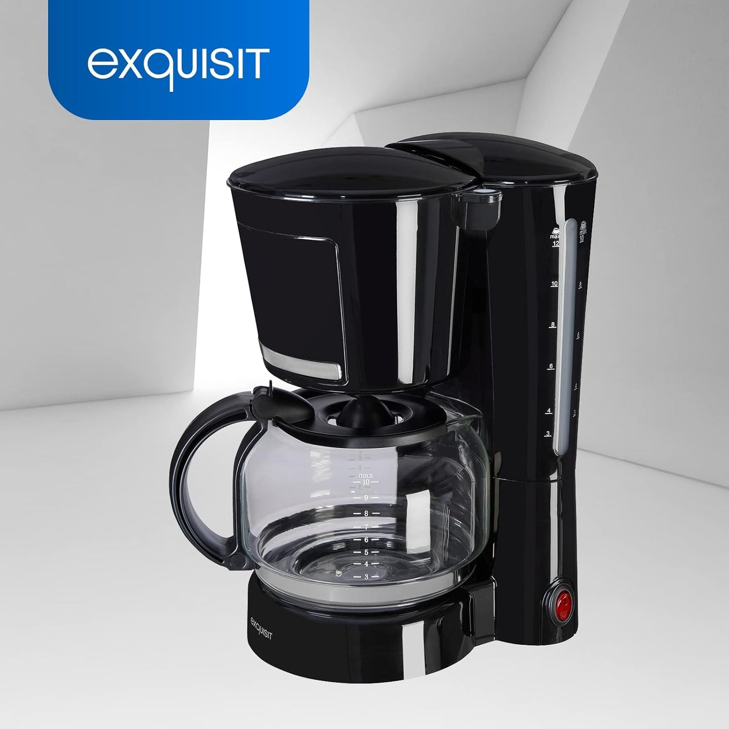 Filterkaffeemaschine für 12 Tassen, Schwarz-inoxlook Bis zu 12 Tassen 870 Watt 1 Thermoskanne