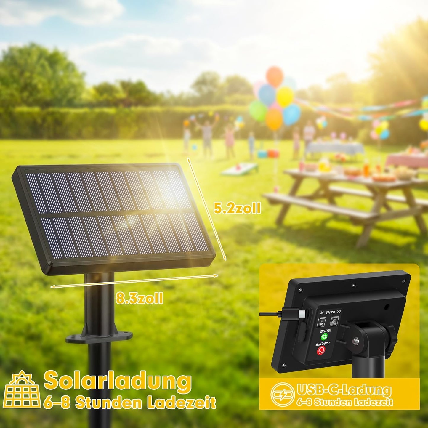Solarbetriebene Lichterkette mit Fernbedienung, 14M