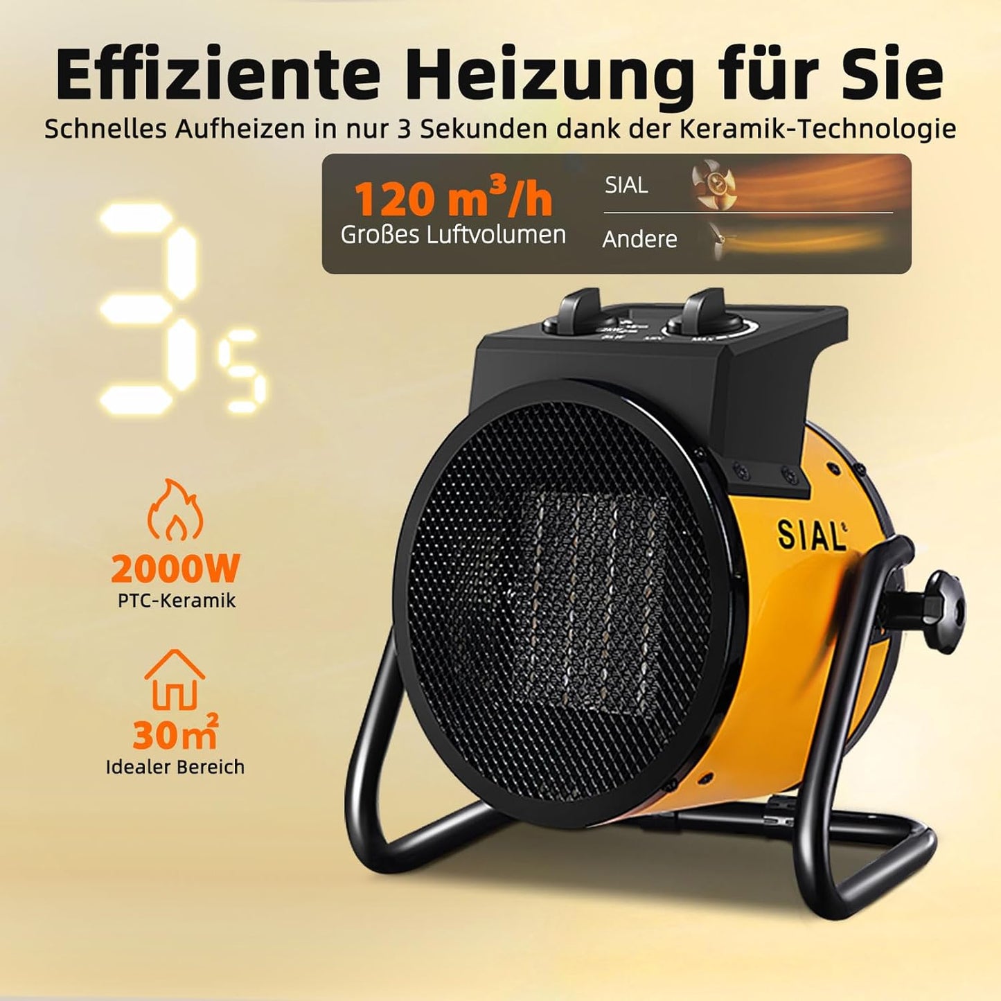 Heizlüfter P2, Gelb -2kw