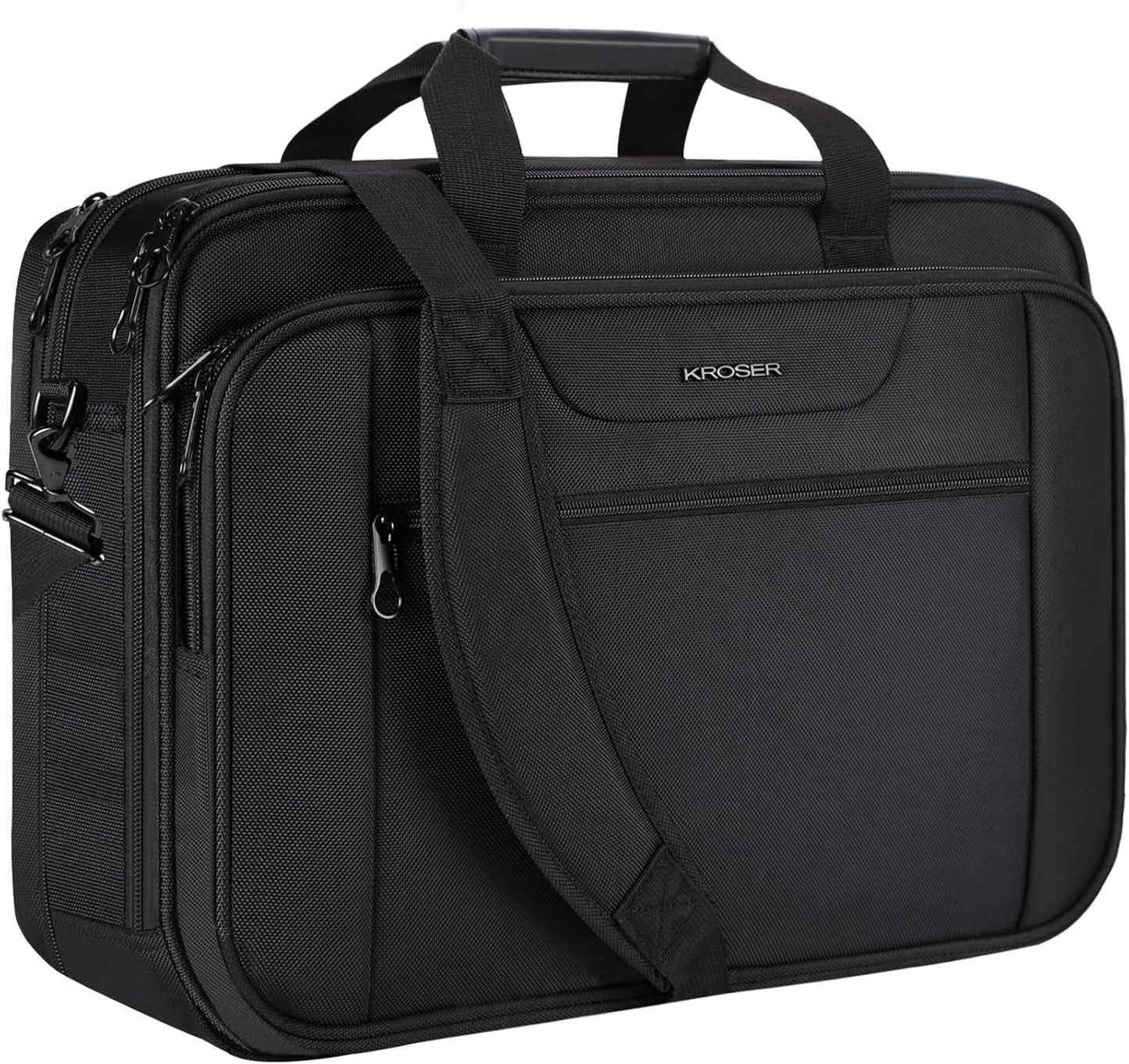 Laptop-Schultertasche XXL (erweiterbar, wasserabweisend), Schwarz-18''