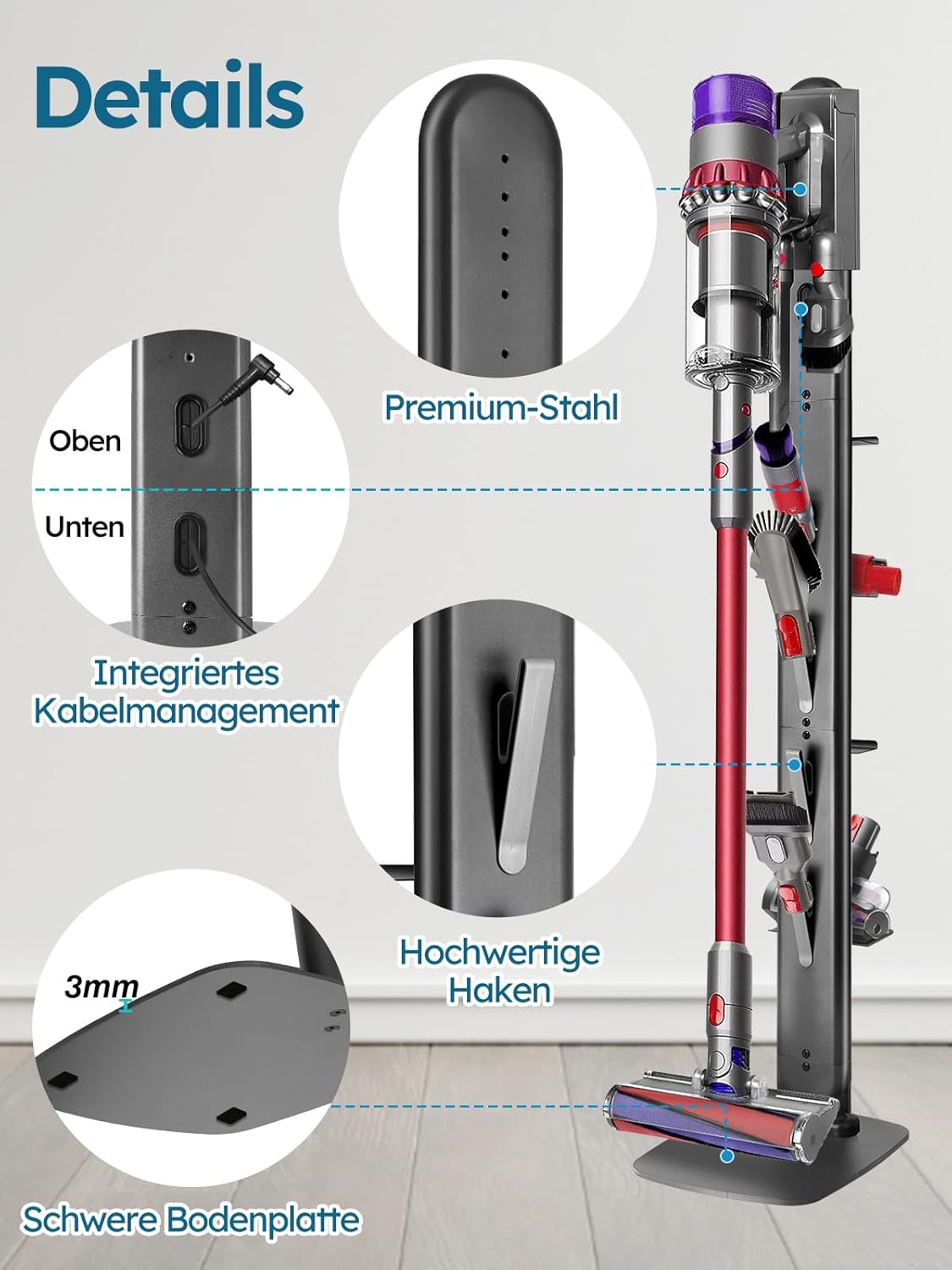 Ständer für Dyson V6-V15, Dunkelgrau-1