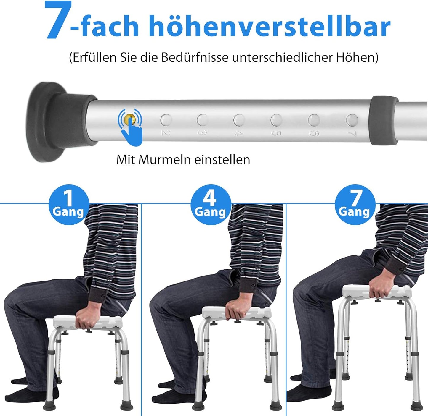 Höhenverstellbarer Duschhocker (bis 136 kg), Duschhocker Höhenverstellbar - 2