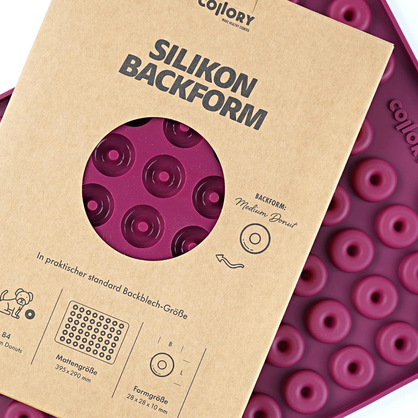 Medium Donut Backform für Hundekekse, Burgundy