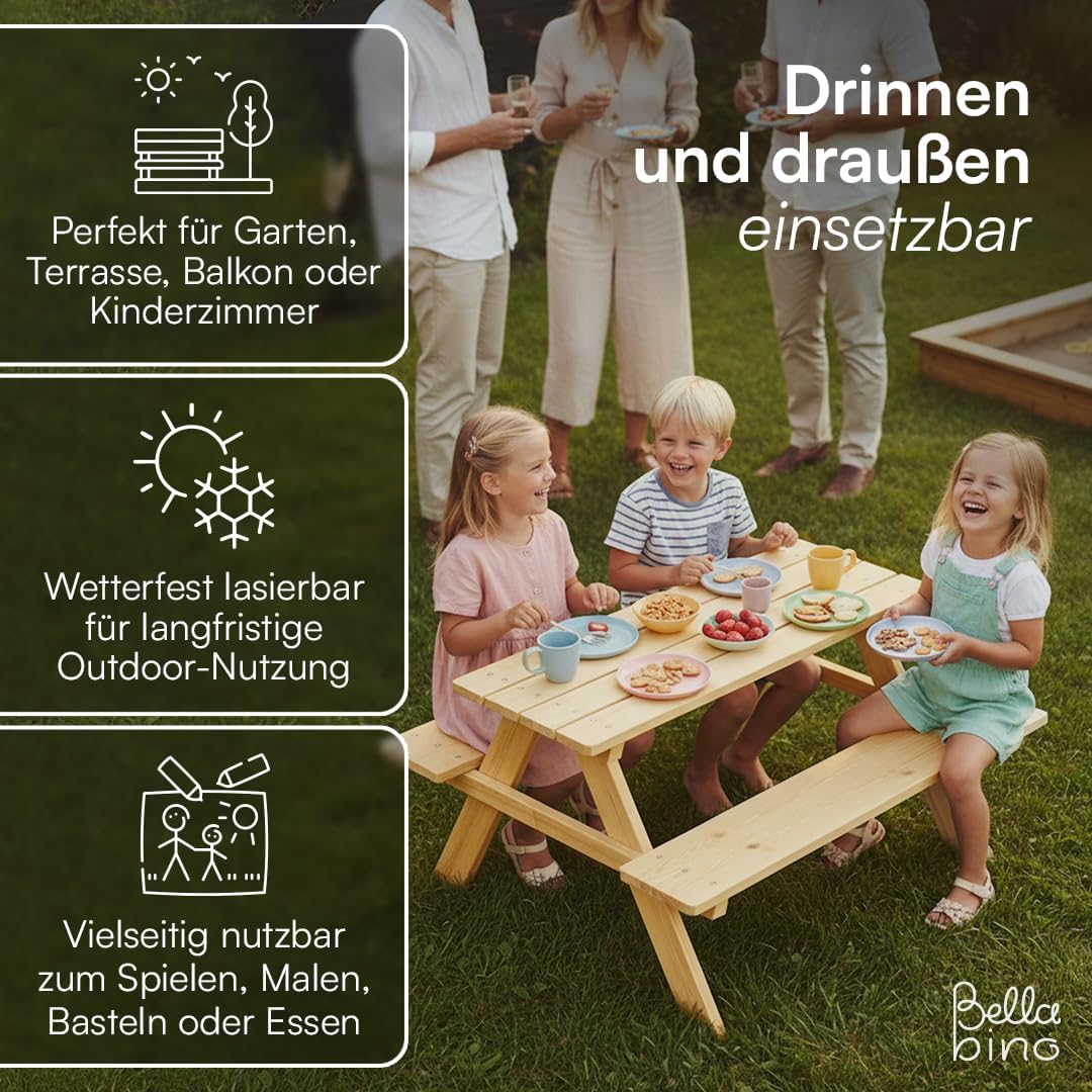 Kindersitzgruppe Picknicktisch (4 Kinder, Outdoor), ohne Lehne