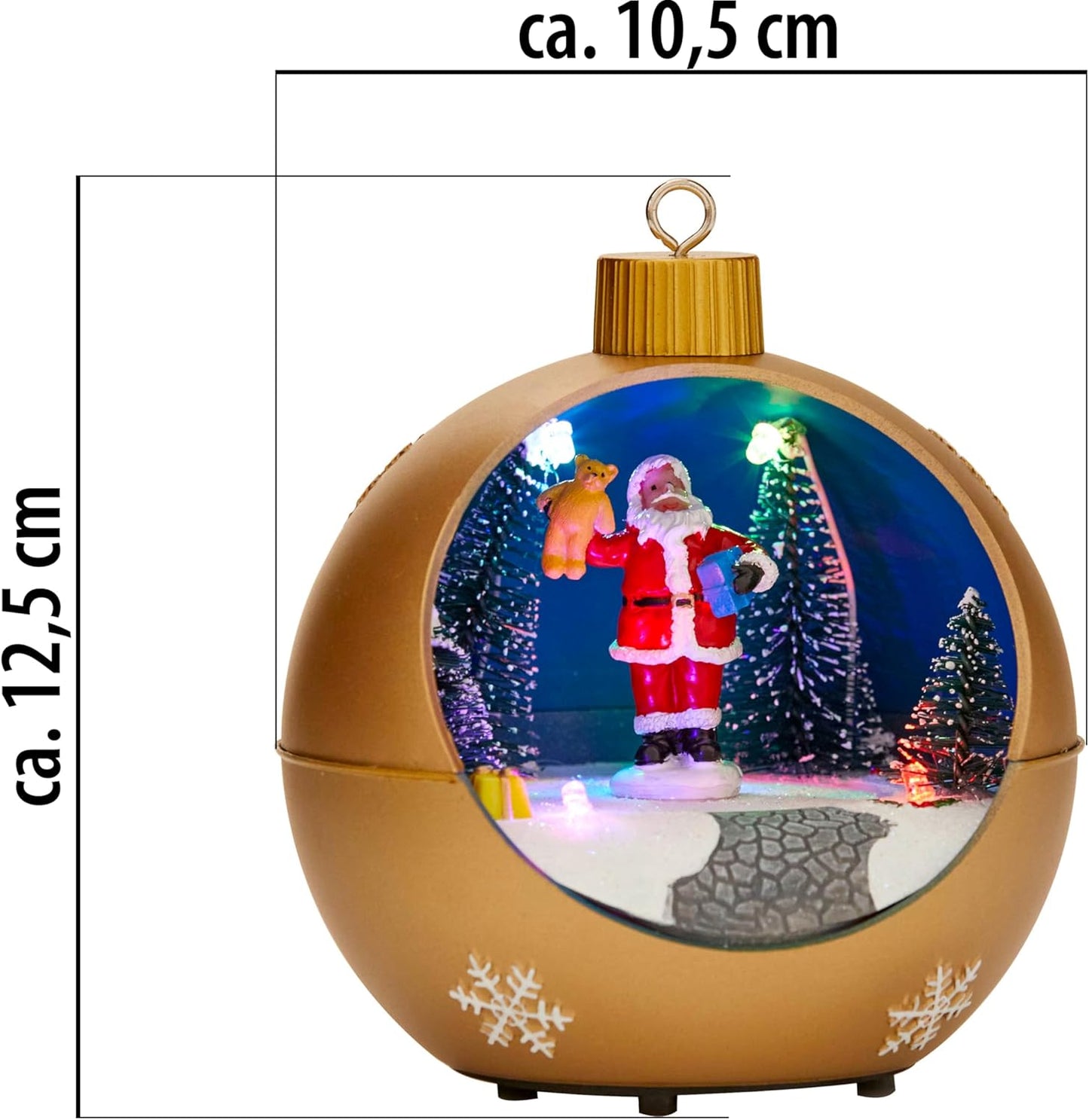 LED Weihnachtskugel Santa mit Melodiefunktion und Figuren, Santa, Christkugel