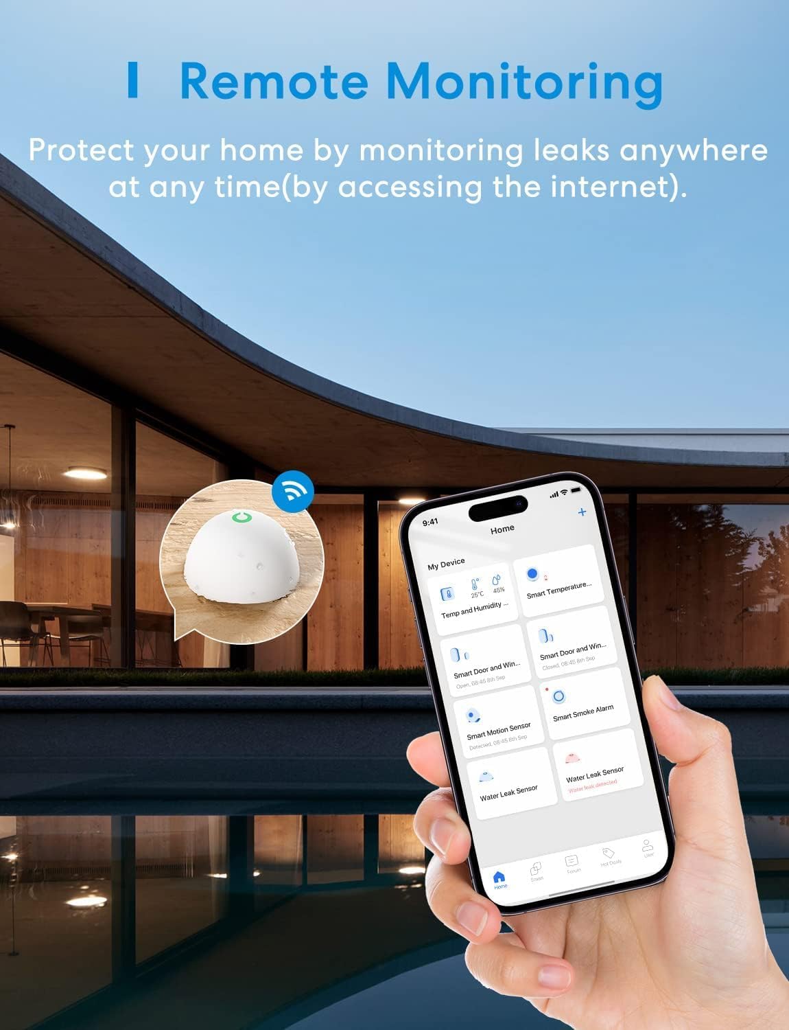Drahtloser Wassermelder mit Audio-Alarm, Add-On-Einheit