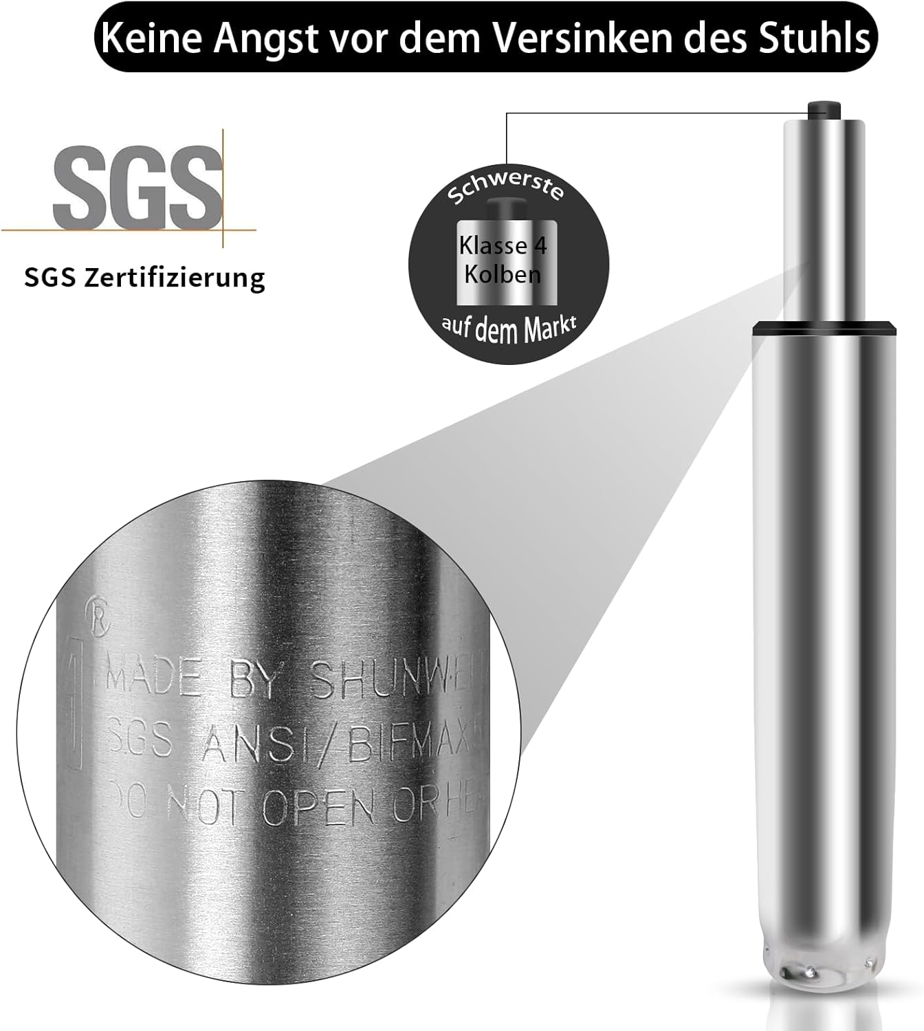 Gasdruckfeder für Bürostühle, Silber