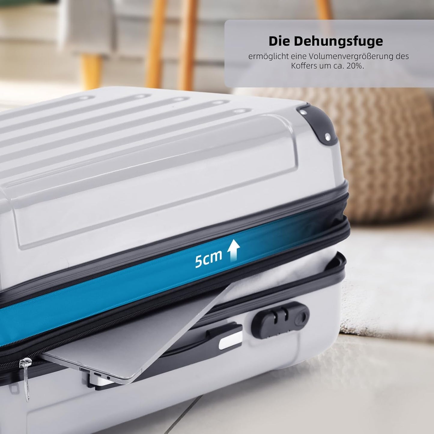 2048 Hartschalen-Reisekoffer, Silber M