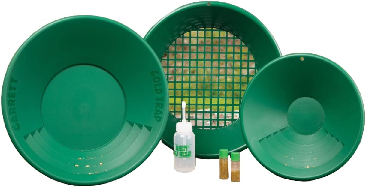 Goldsucher-Set mit Goldwaschpfannen
