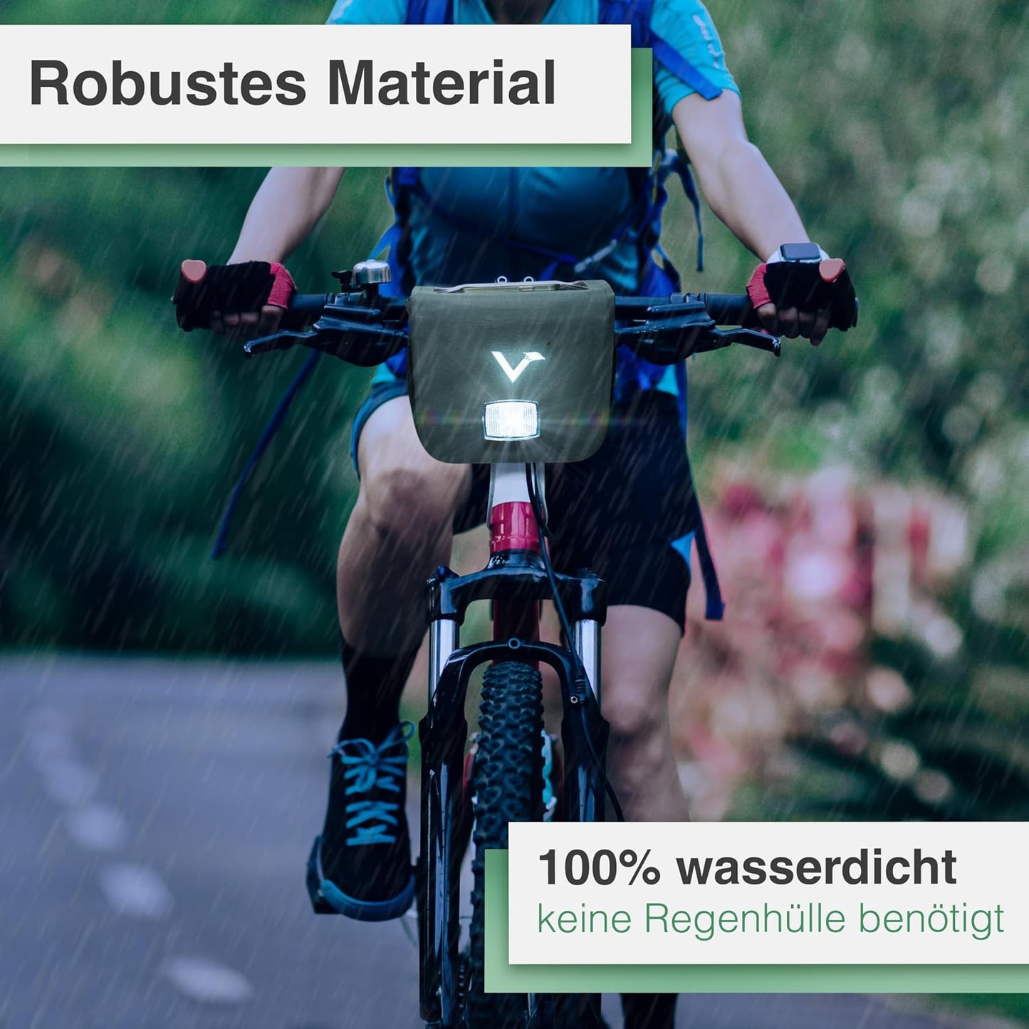 Lenkertasche mit Handyfach und Magnetverschluss, Grün Adapter