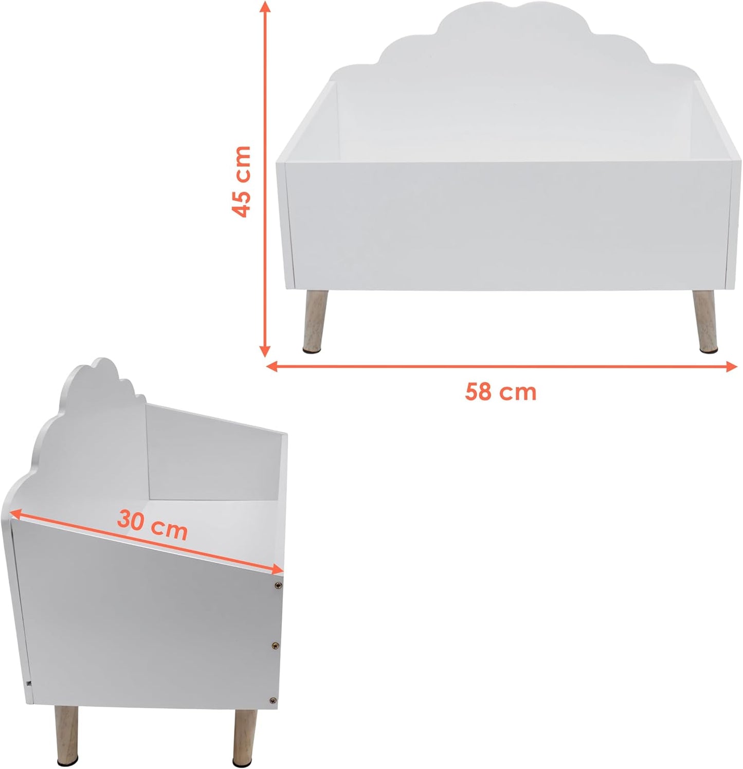 Kinder Aufbewahrungstruhe im Wolken-Design, Weiss