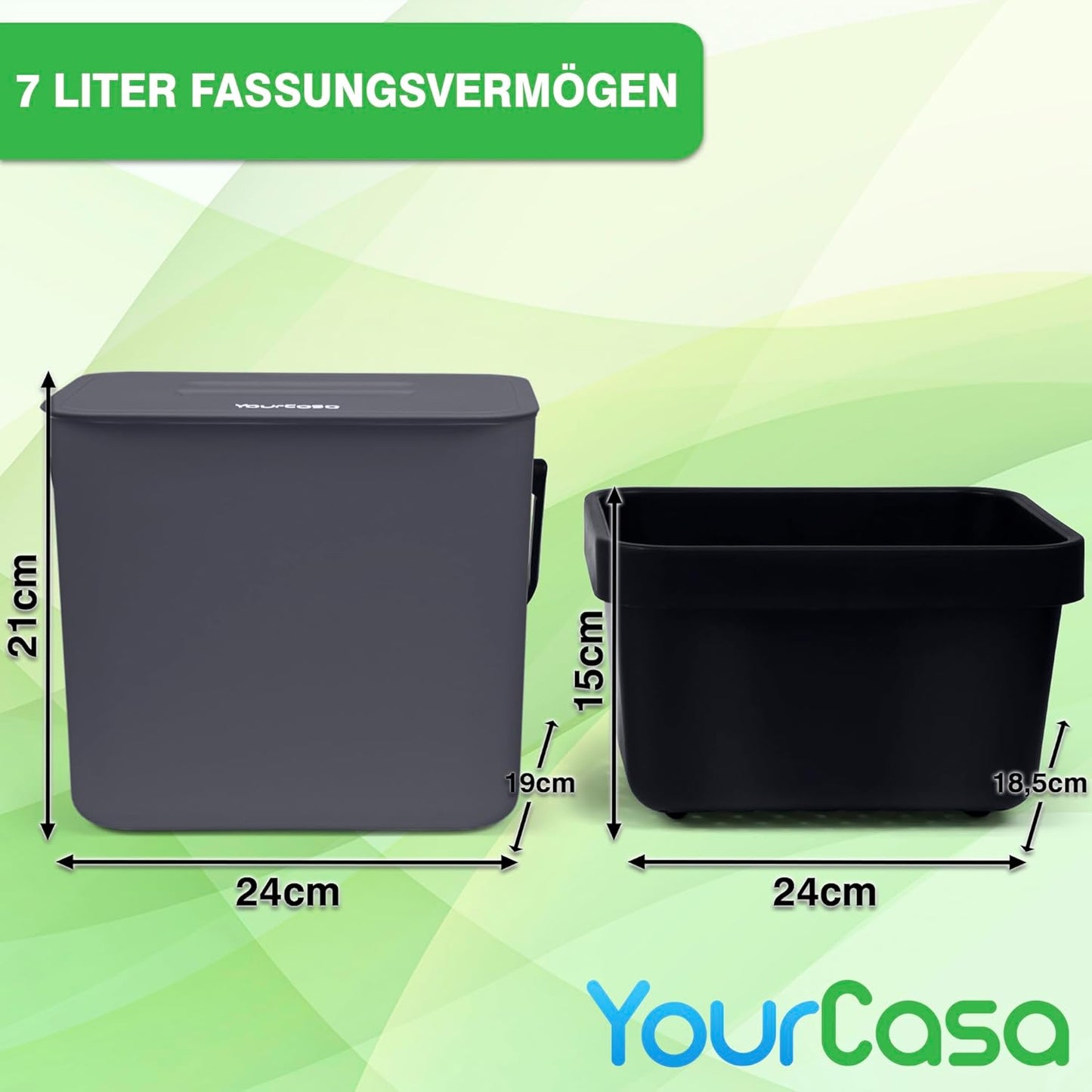 Biomülleimer mit Einhängesystem & Sieb, Anthrazit