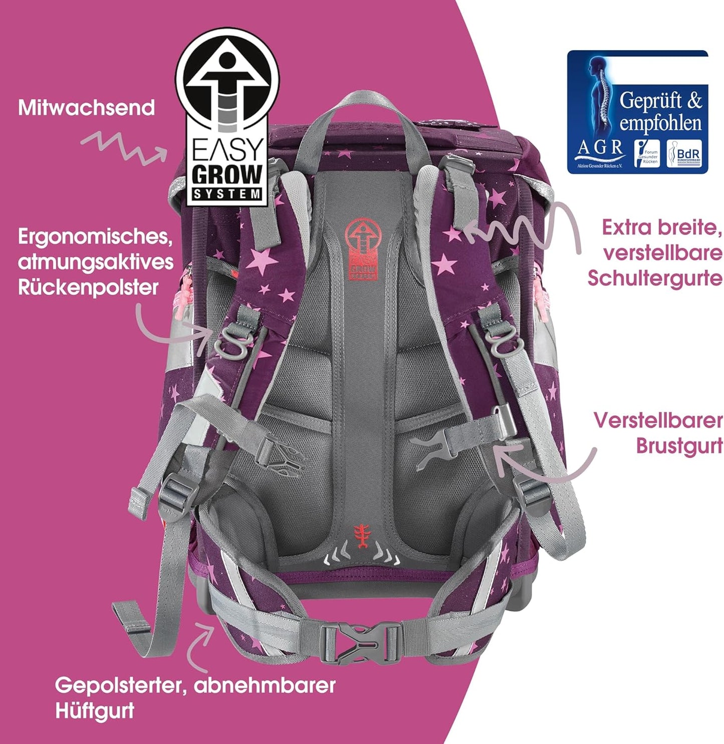 Schulranzen-Set Space Unicorn, Rosa