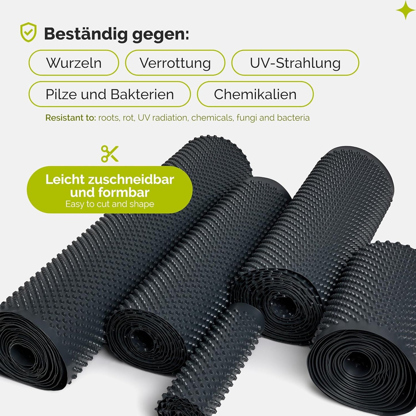 Noppenfolie Drainagebahn, Schwarz 0,5 x 10 m