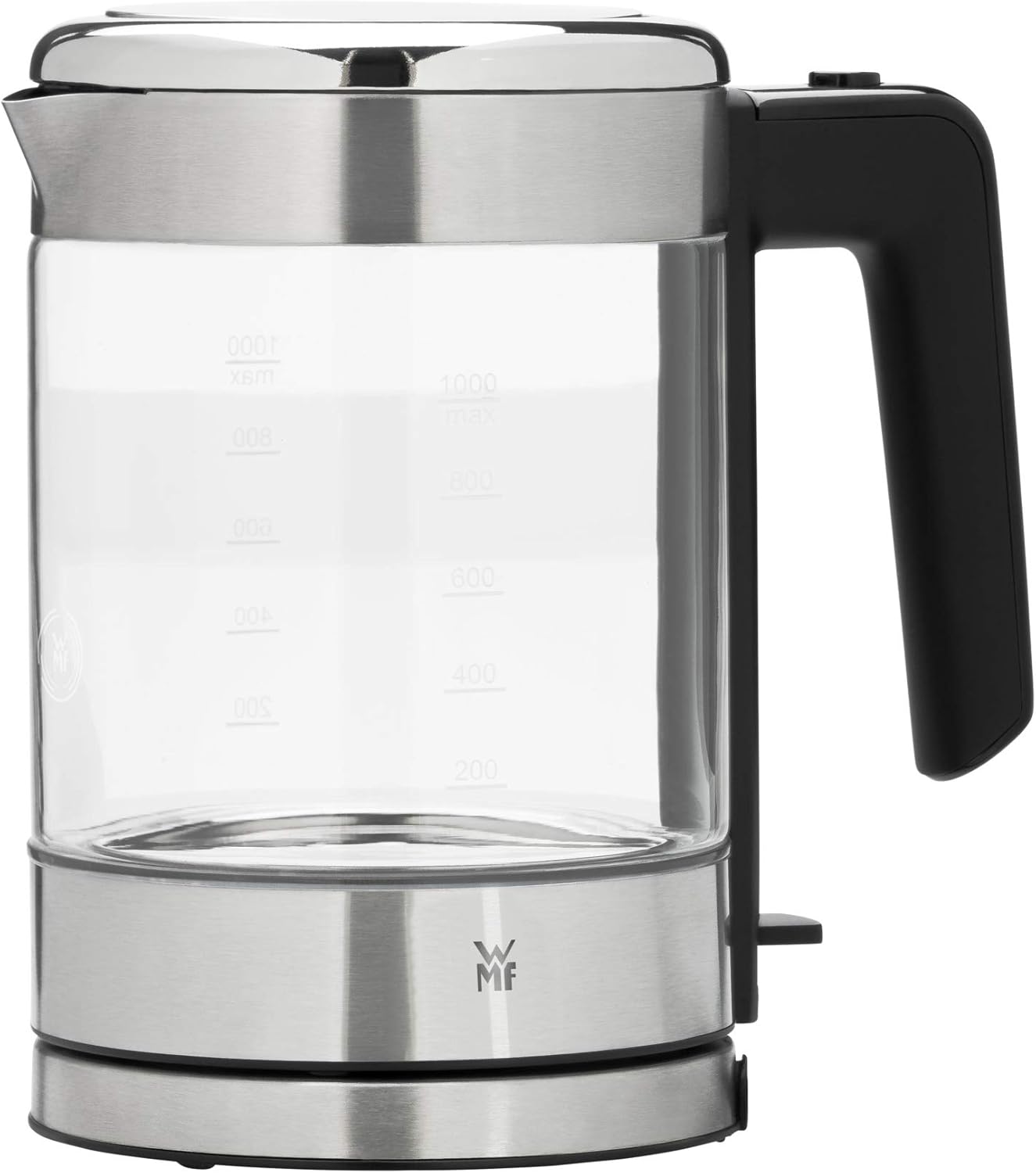 Küchenminis Glas-Wasserkocher mit Kalkfilter, Cromargan Matt, Single