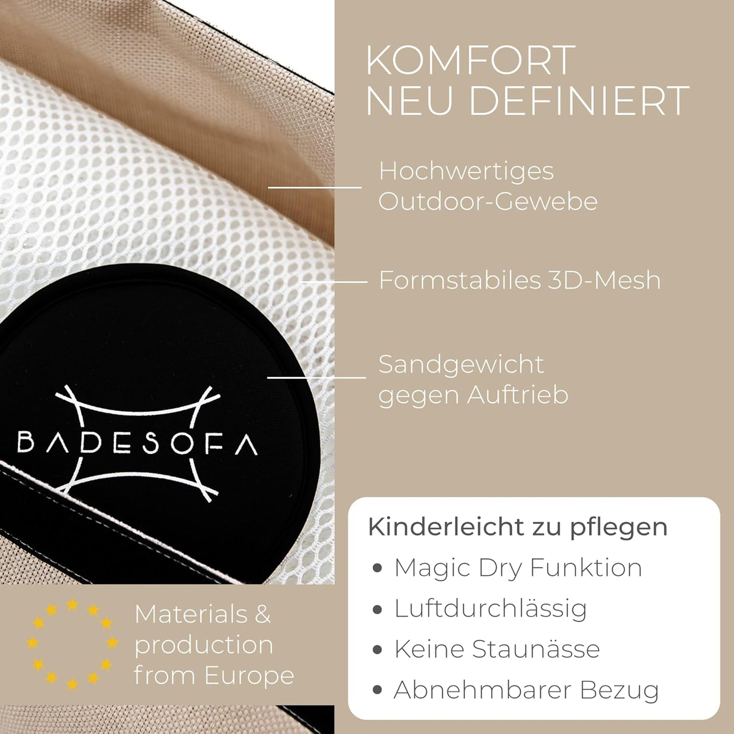 Badewannenkissen, Beige Large