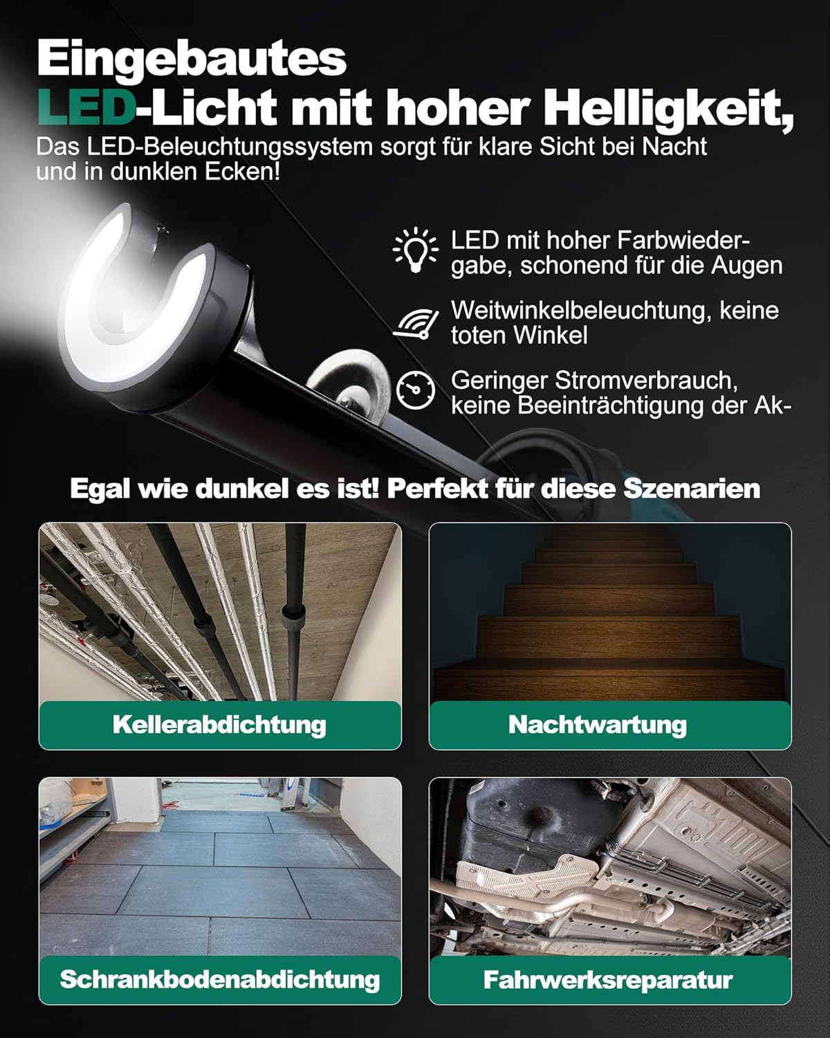 Elektrische Akku-Kartuschenpresse ‎TFQ001 mit LED Licht und 4 Geschwindigkeiten, Akku-Kartuschenpresse